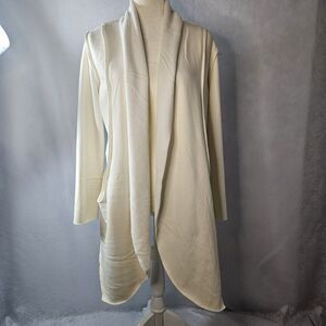 C. OLIVOR Cream Beige Cardigan Fuzzy Lined Sz M Pockets NEW Pockets